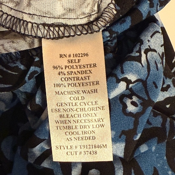 Connected Apparel Blue Sheath Dress with V-Neck Flutter Cap Sleeves Stretchy 12 - Picture 8 of 13